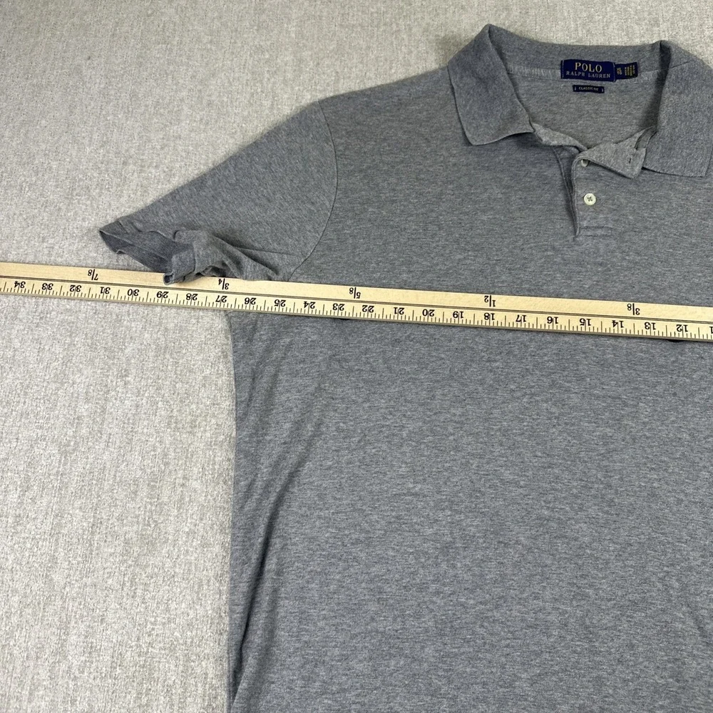 Polo Ralph Lauren Polo‎ Shirt Men XL Gray Classic Fit Short Sleeve Pony Logo